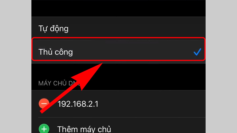 Nhấn chọn vào Thủ công